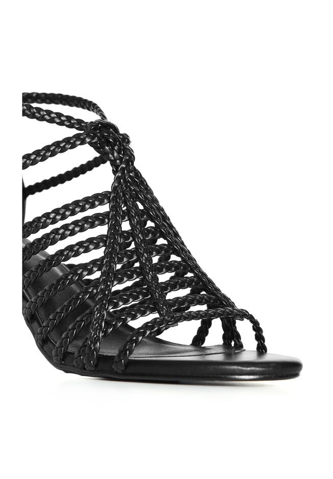 WIDE FIT Braided Front Straps Mida Block Heel - black, BLACK, alternate image number null