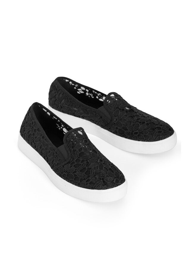 Lacy Slip On, BLACK, alternate image number 2