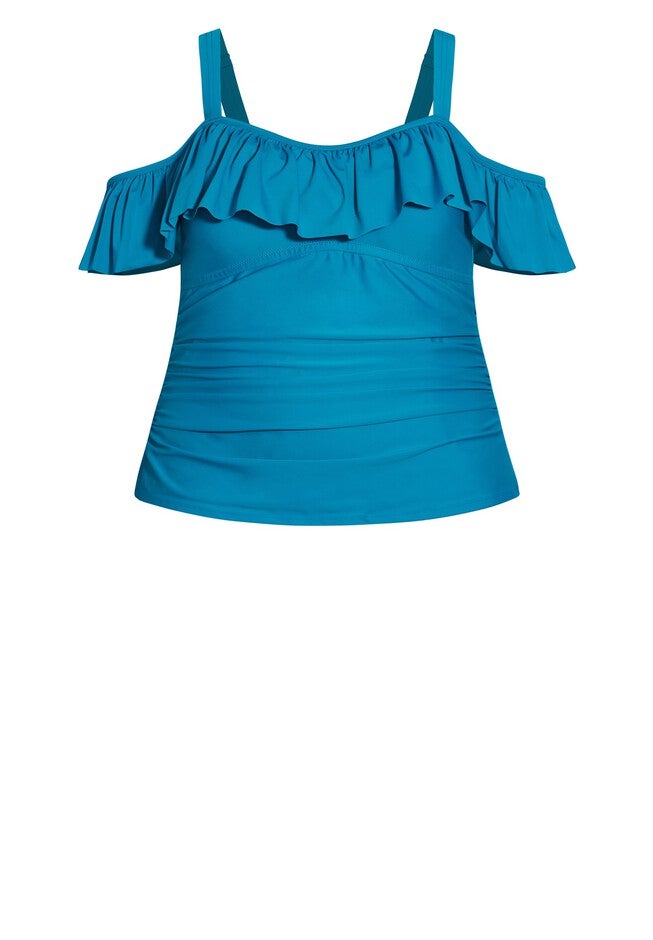 Ruffle Tankini Top, TEAL, alternate image number null