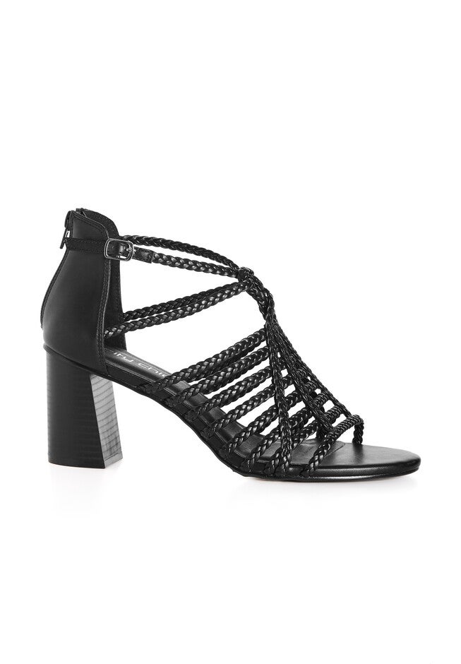 WIDE FIT Braided Front Straps Mida Block Heel - black, BLACK, hi-res image number null