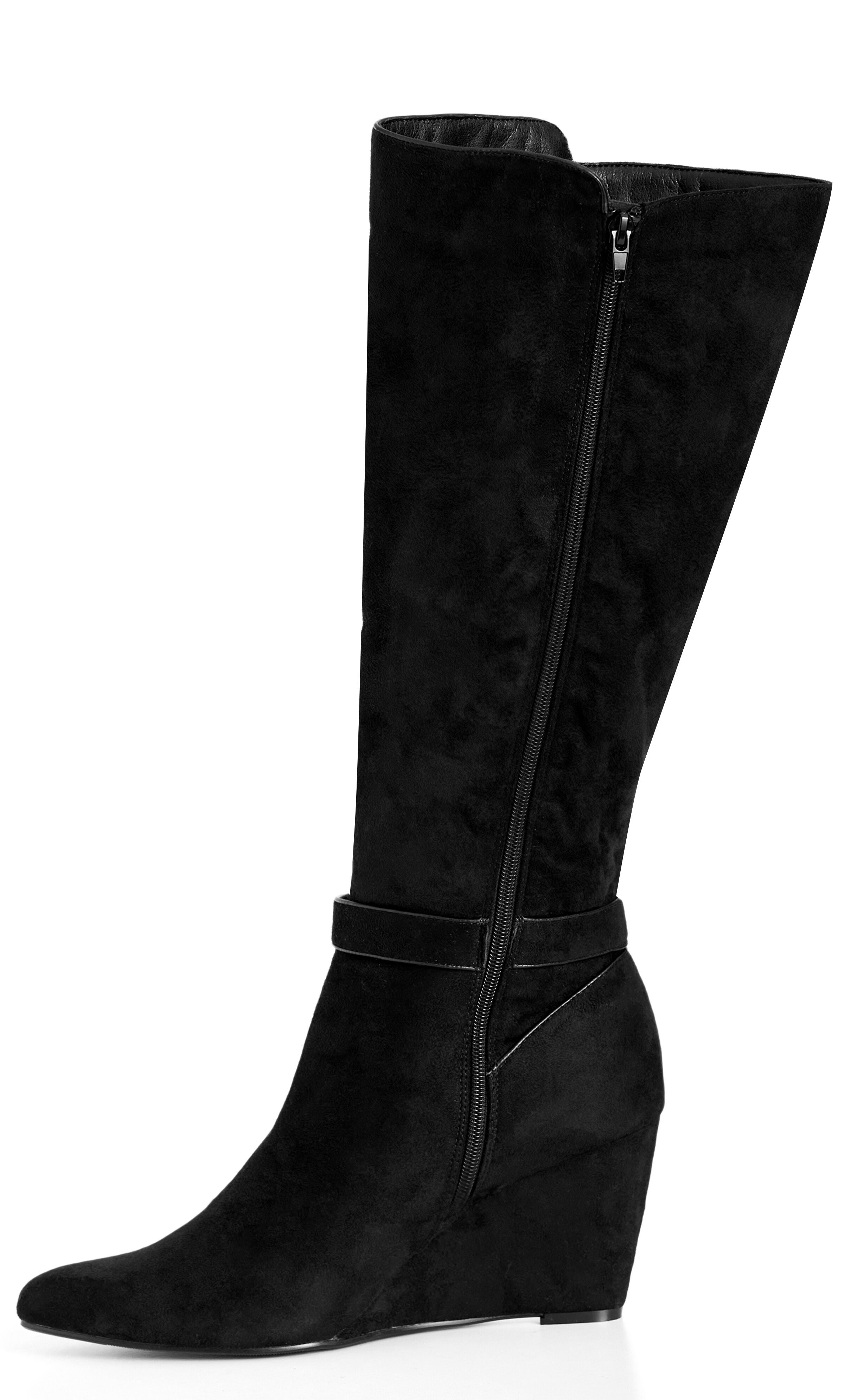 WIDE FIT Clea Knee Wedge Boot - black, BLACK, alternate image number 4