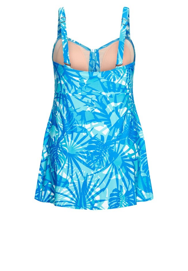 Flared Print Swim Dress, TENERIFE PALM, alternate image number 2