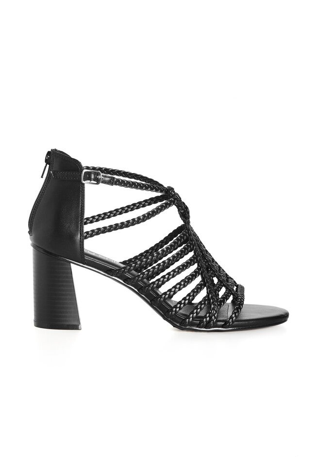 WIDE FIT Braided Front Straps Mida Block Heel - black, BLACK, on-hover image number null