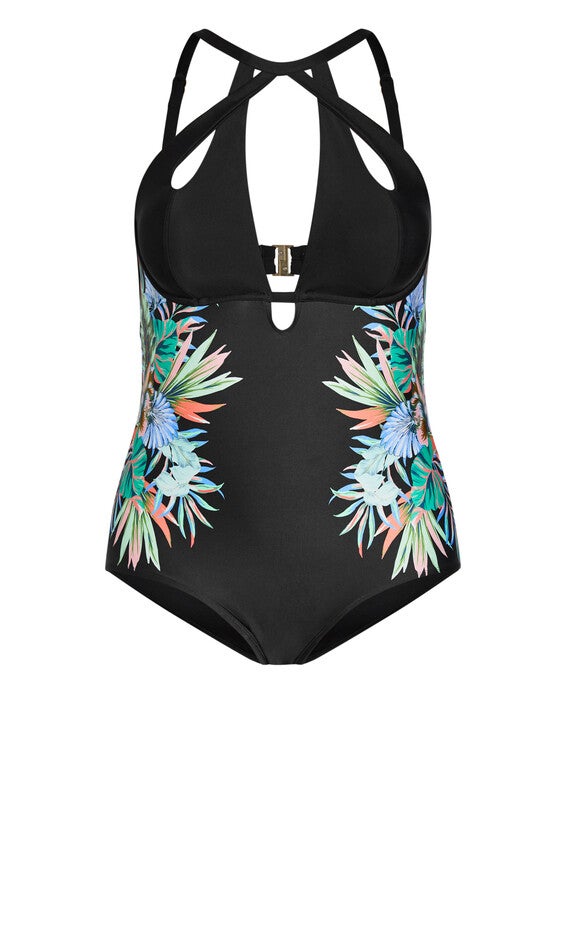 Cancun Underwire Print 1 Piece - black, BLACK, alternate image number 3