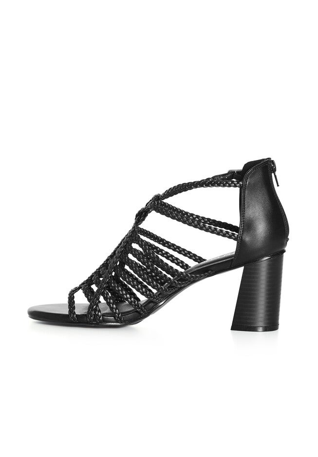 WIDE FIT Braided Front Straps Mida Block Heel - black, BLACK, alternate image number null