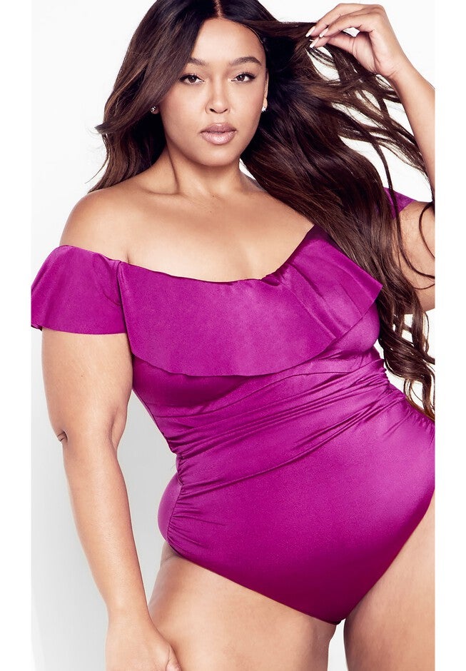 Ingrid Ruffle 1 Piece - magenta purple, PURPLE, hi-res image number 0