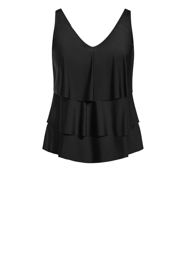 V Tiered Tankini Top, BLACK, alternate image number null