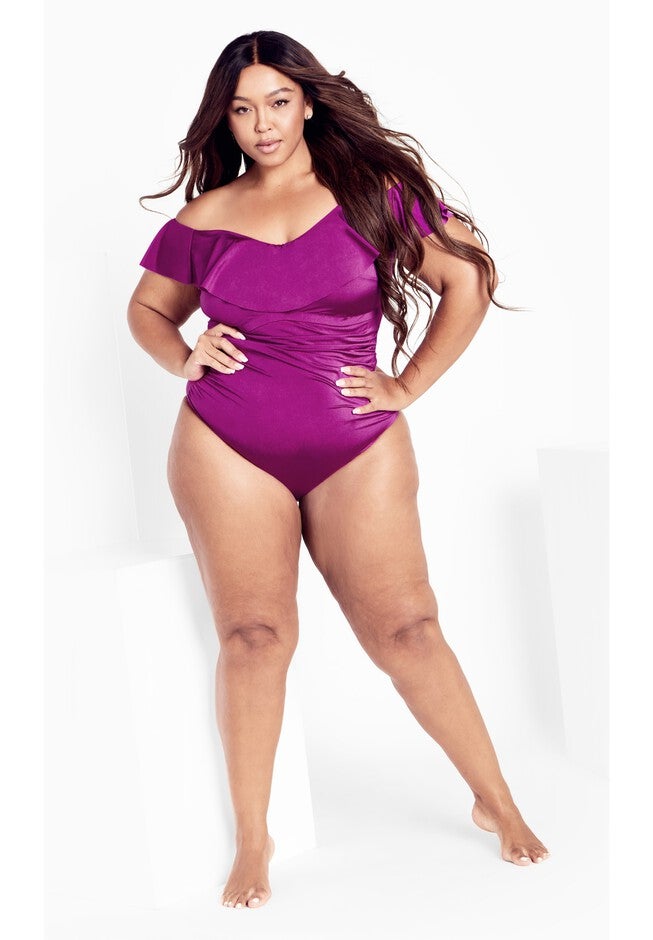 Ingrid Ruffle 1 Piece - magenta purple, PURPLE, on-hover image number 1