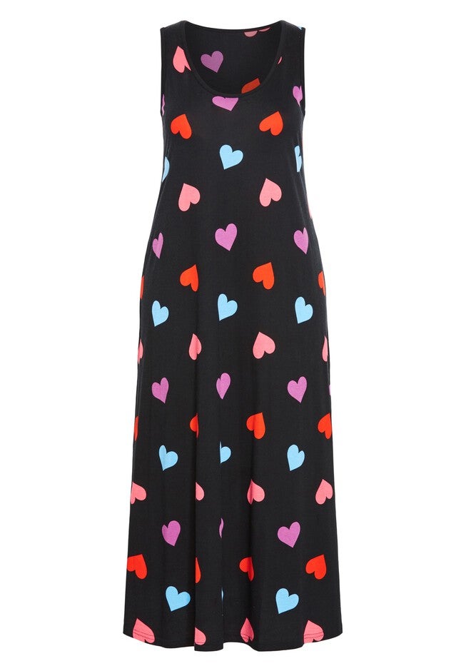 Sleep Heart Maxi Dress, BLACK, alternate image number 3