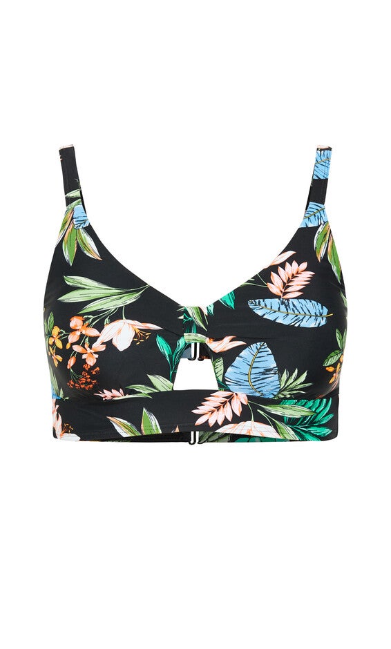 Izzy Print Bikini Top - tropical foliage, GREY, alternate image number null