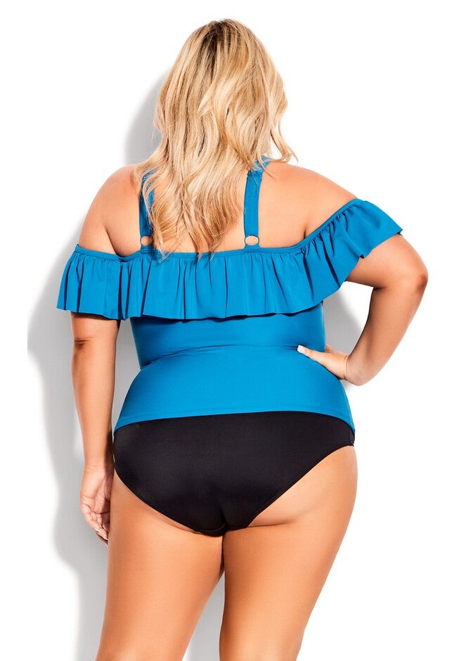 Ruffle Tankini Top, TEAL, on-hover image number null