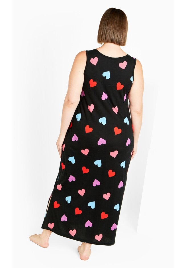 Sleep Heart Maxi Dress, BLACK, on-hover image number 1