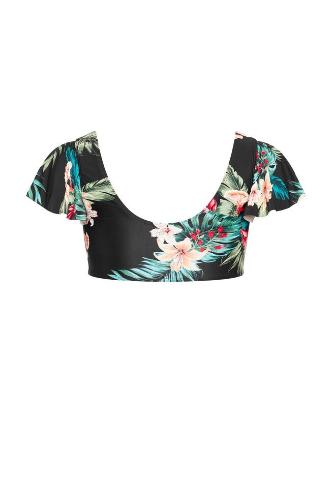 Ingrid Cap Sleeve Print Top - black, BLACK, alternate image number 4