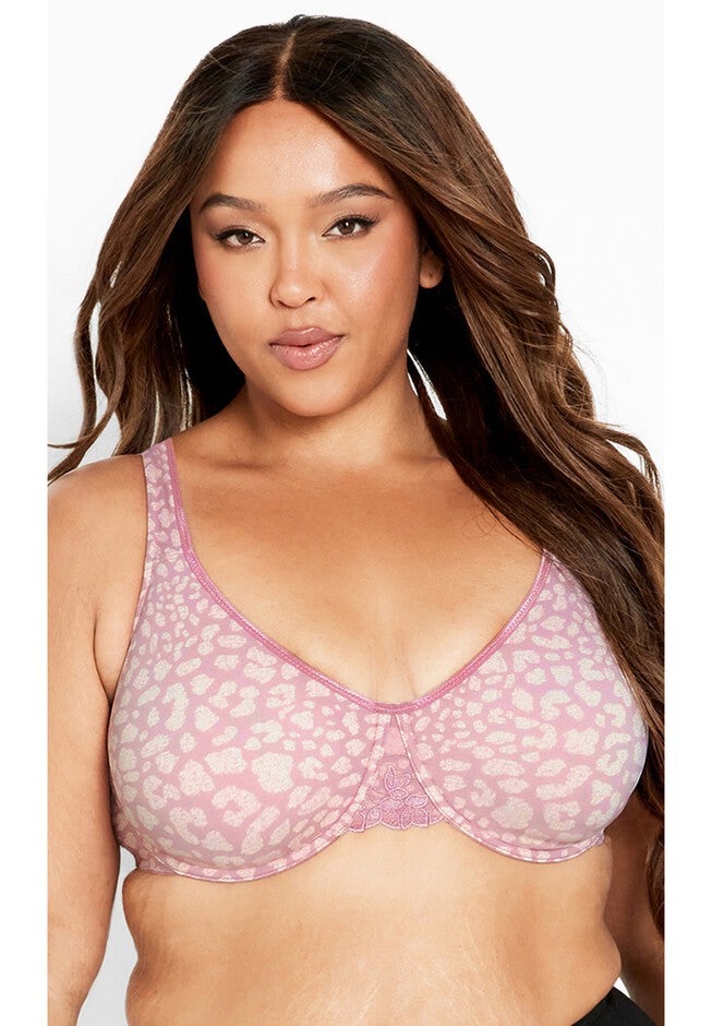 Smooth Caress Print Bra, PINK ANIMAL, hi-res image number null