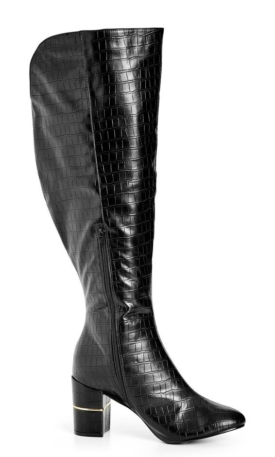 WIDE FIT Geordie Knee Boot - black, BLACK, hi-res image number 0