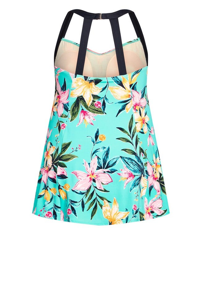 Hi Back Print Swim Dress, SANTIAGO, alternate image number 4