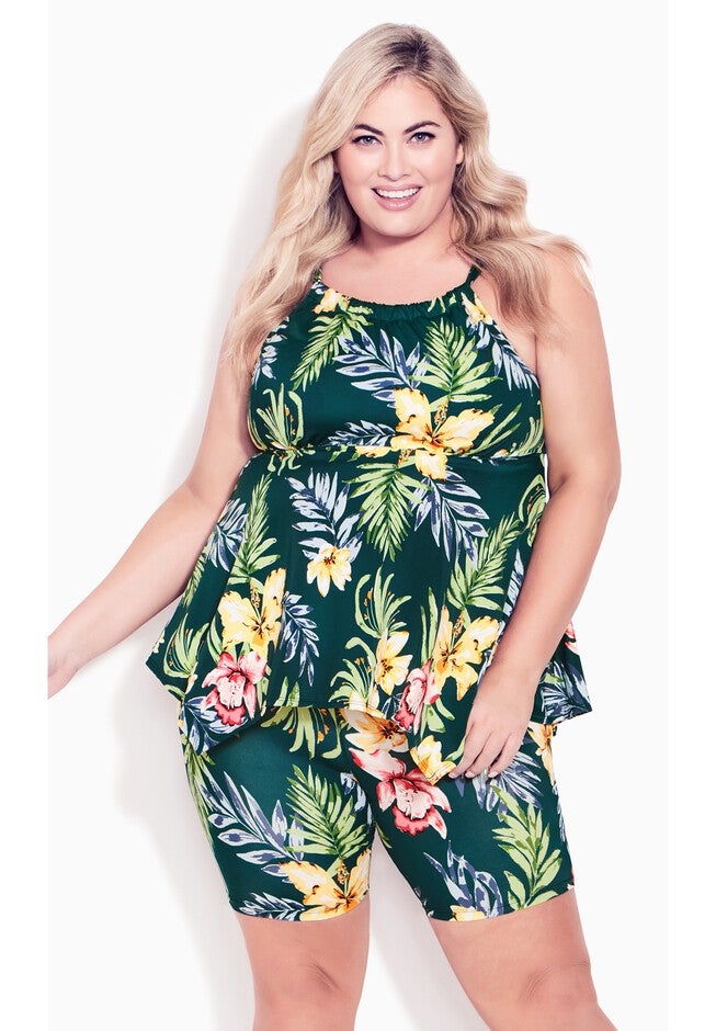 Handkerchief Print Tankini Top, RAVEN, hi-res image number 0