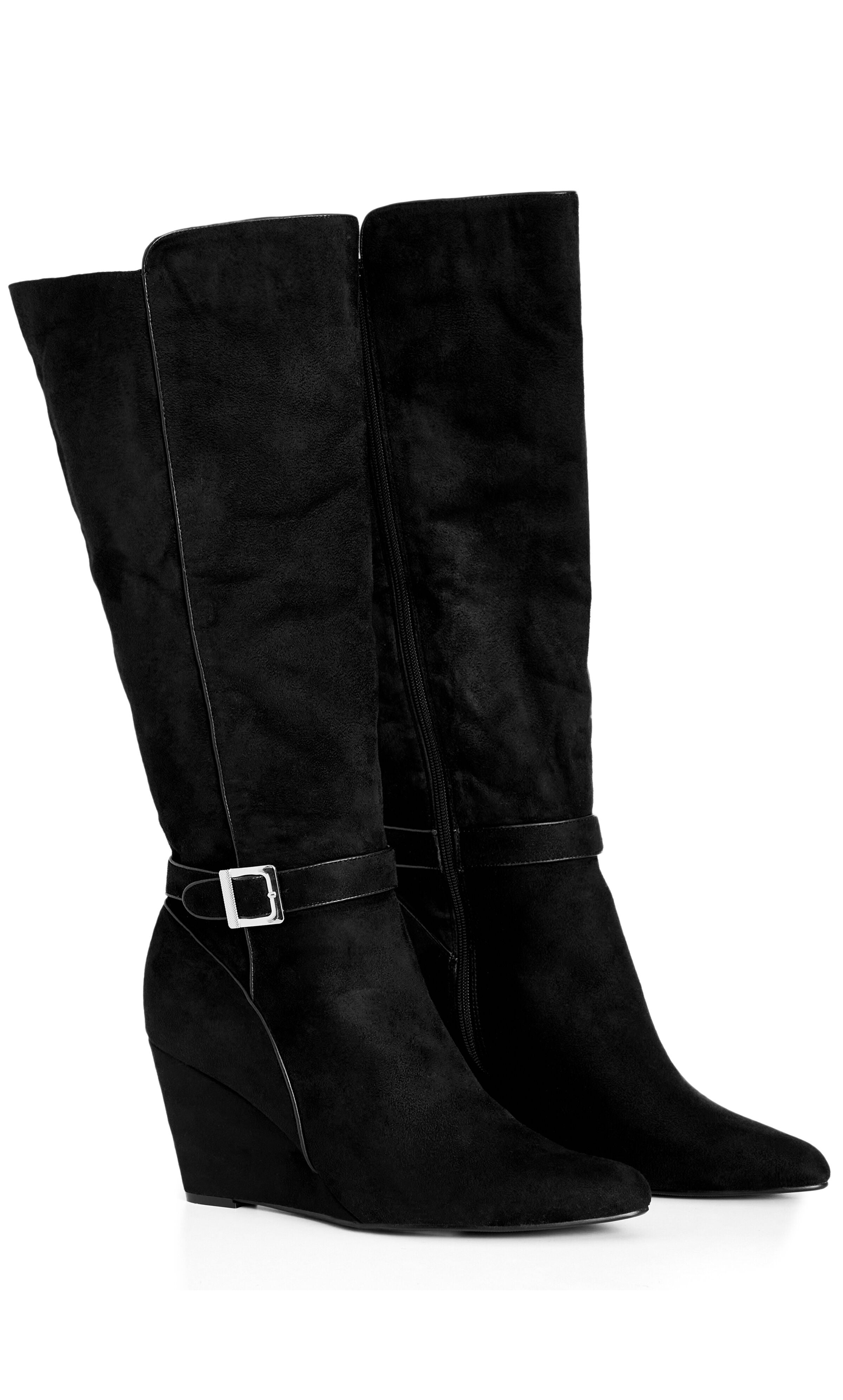 WIDE FIT Clea Knee Wedge Boot - black, BLACK, alternate image number 6