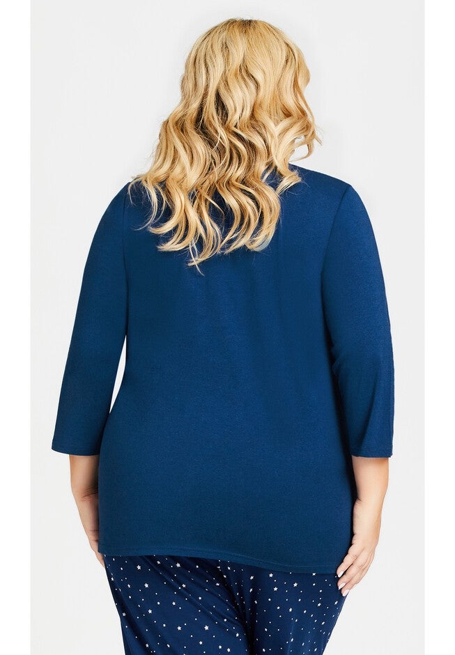 3/4 Sleeve Dream Big Sleep Top, NAVY, on-hover image number null