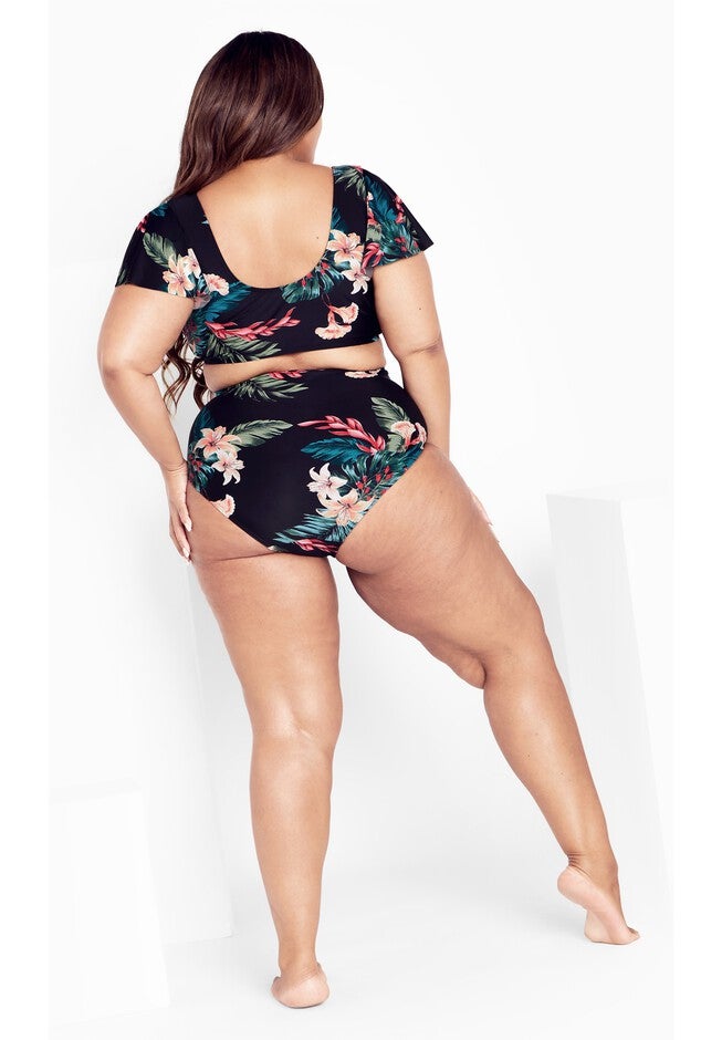 Ingrid Cap Sleeve Print Top - black, BLACK, alternate image number 2