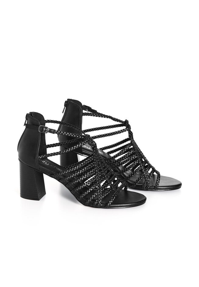 WIDE FIT Braided Front Straps Mida Block Heel - black, BLACK, alternate image number null