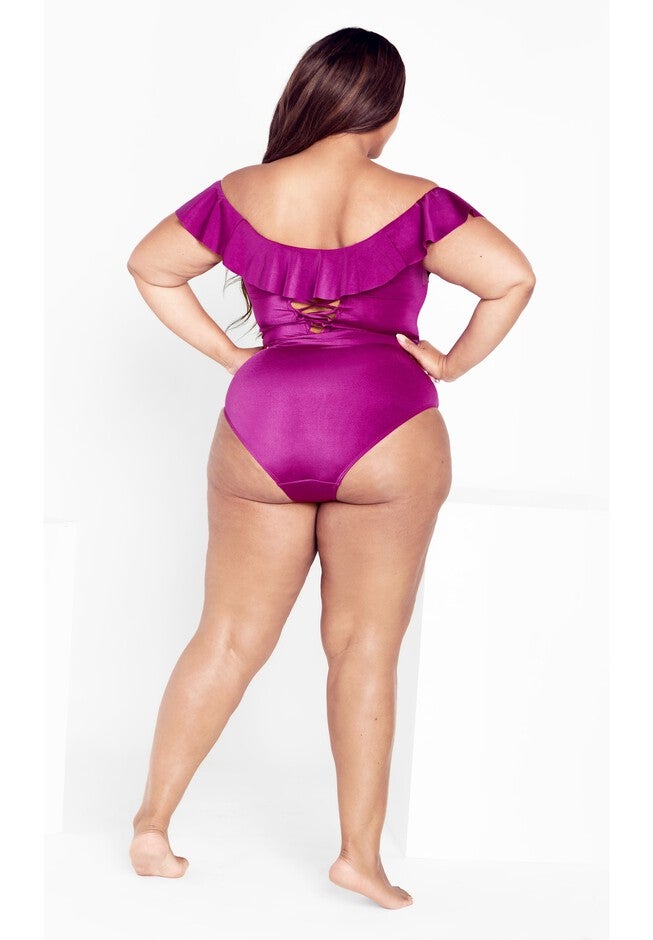 Ingrid Ruffle 1 Piece - magenta purple, PURPLE, alternate image number 2