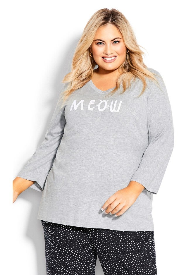 Meow Sleep Top, MEOW PRINT, alternate image number null