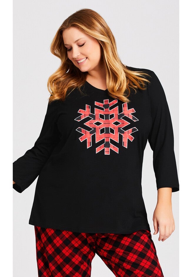 Snowflake Sleep Top, BLACK, hi-res image number null