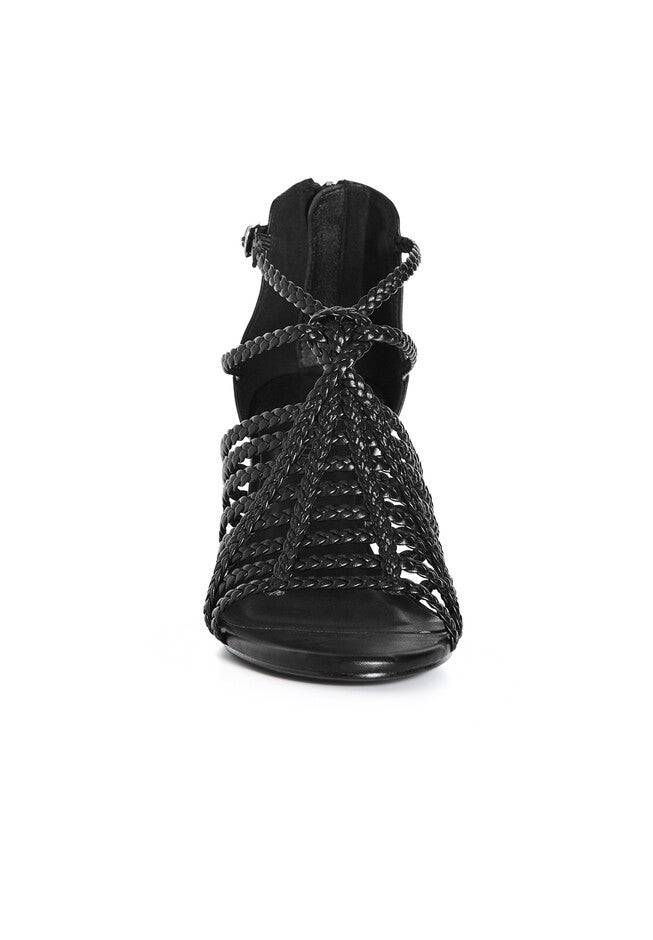 WIDE FIT Braided Front Straps Mida Block Heel - black, BLACK, alternate image number null