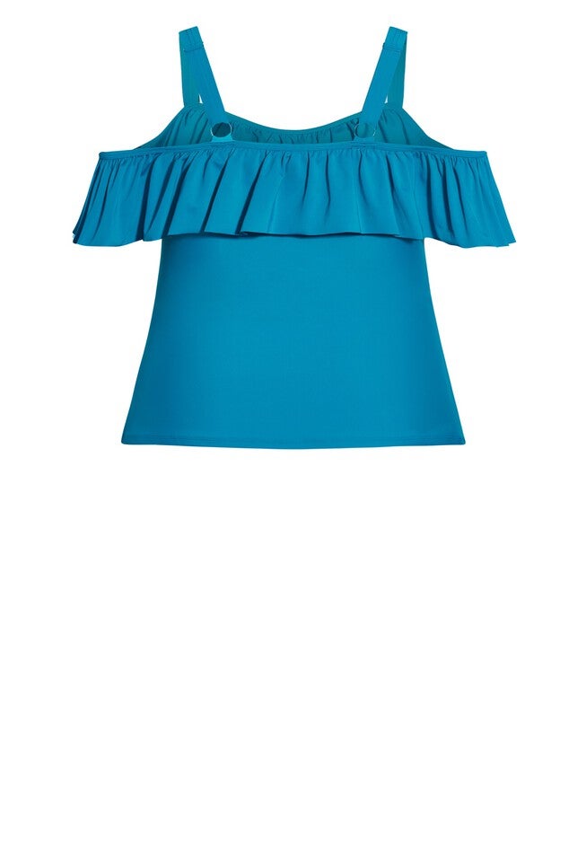 Ruffle Tankini Top, TEAL, alternate image number null