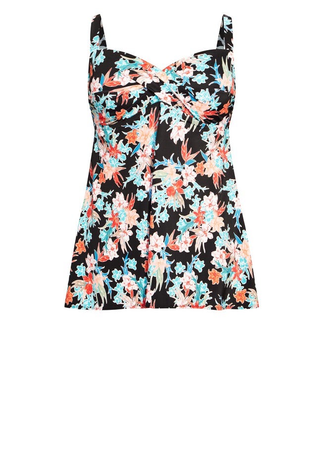 Twist Print Swim Dress, LA PALMA FLORAL, alternate image number null