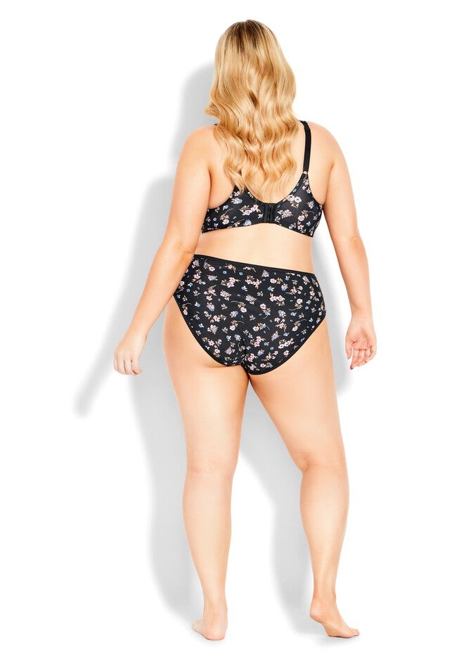 Microfiber Hi Cut Brief, BLACK FLORAL DITSY, on-hover image number 1