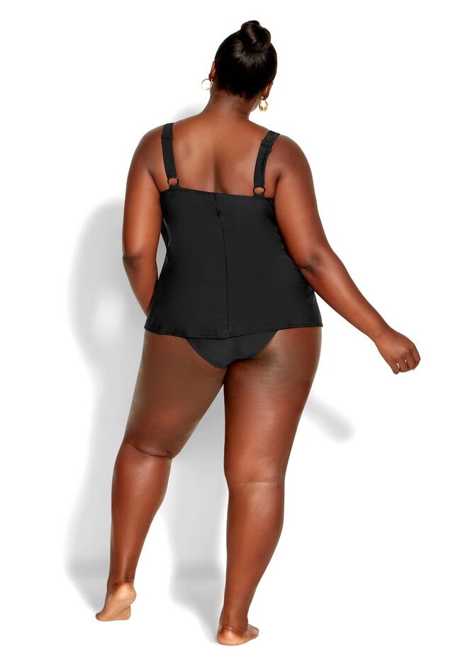 V Tiered Tankini Top, BLACK, alternate image number null