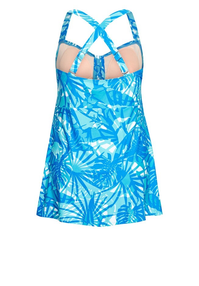 Flared Print Swim Dress, TENERIFE PALM, alternate image number 4