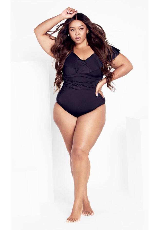 Ingrid Ruffle 1 Piece - black, BLACK, hi-res image number 0