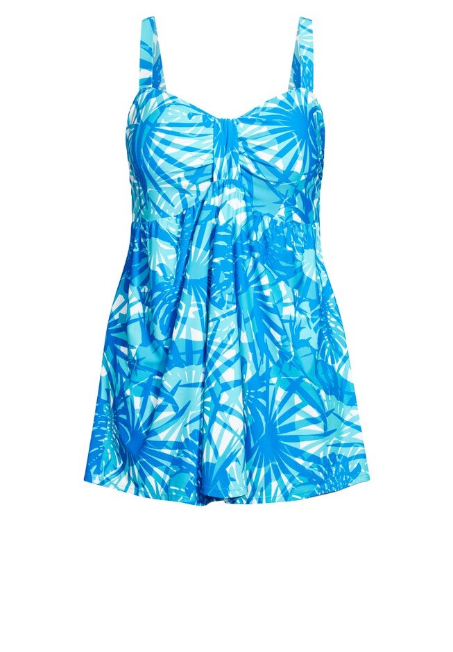 Flared Print Swim Dress, TENERIFE PALM, alternate image number 5