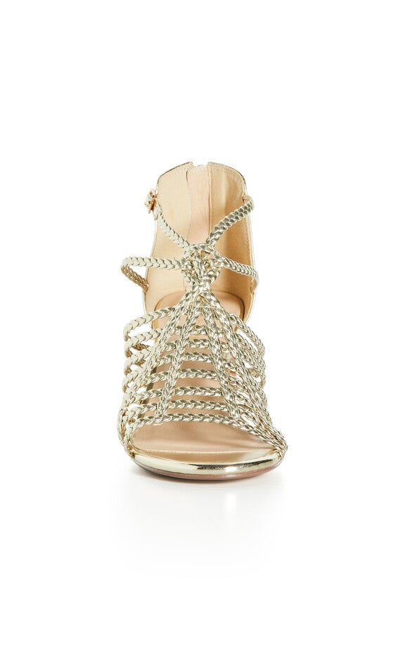 WIDE FIT Braided Front Straps Mida Block Heel - gold, YELLOW, alternate image number 5