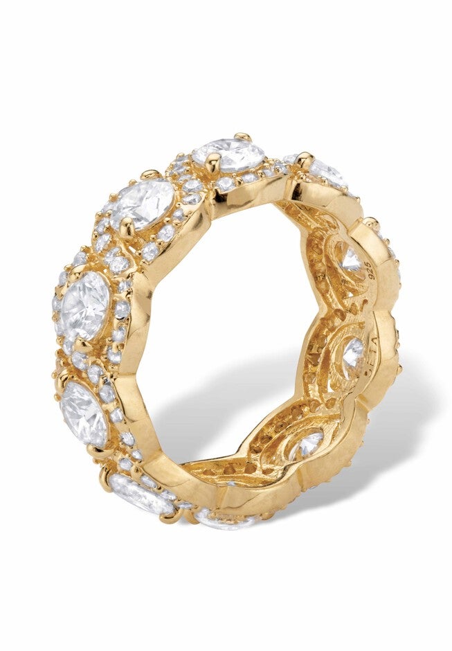 Yellow Gold over Sterling Silver Eternity Bridal Ring Cubic Zirconia, , on-hover image number 1