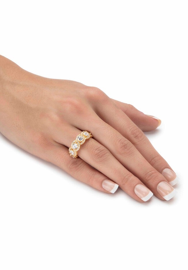 Yellow Gold over Sterling Silver Eternity Bridal Ring Cubic Zirconia, , alternate image number 2