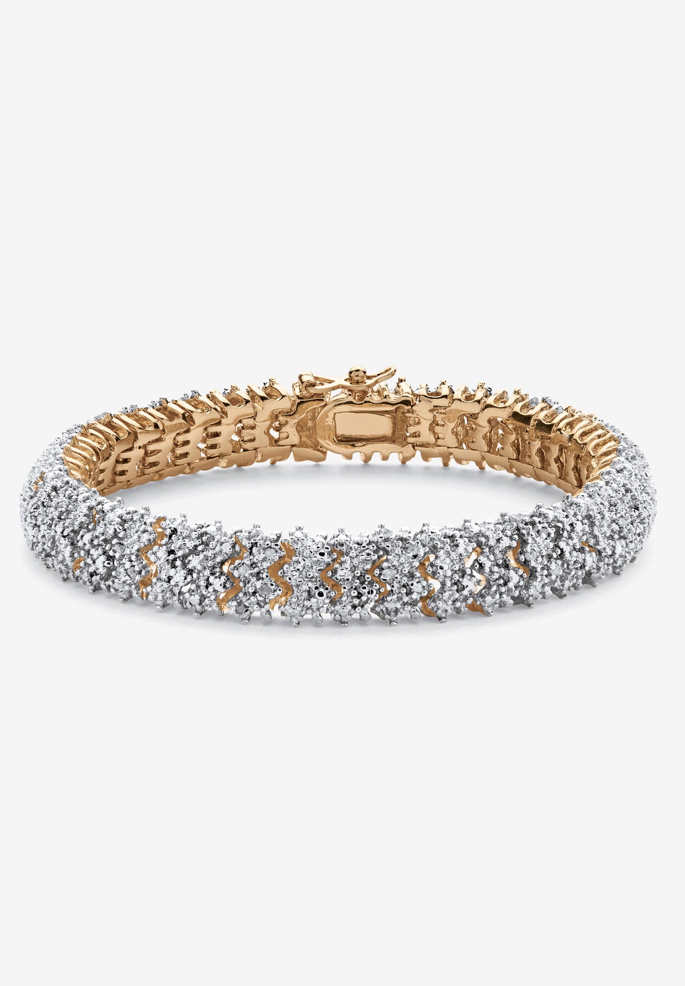 Yellow Gold Plated Round Genuine Diamond Tennis Bracelet (7/8 cttw) (IJ Color, I2-I3 Clarity), GOLD, hi-res image number 0