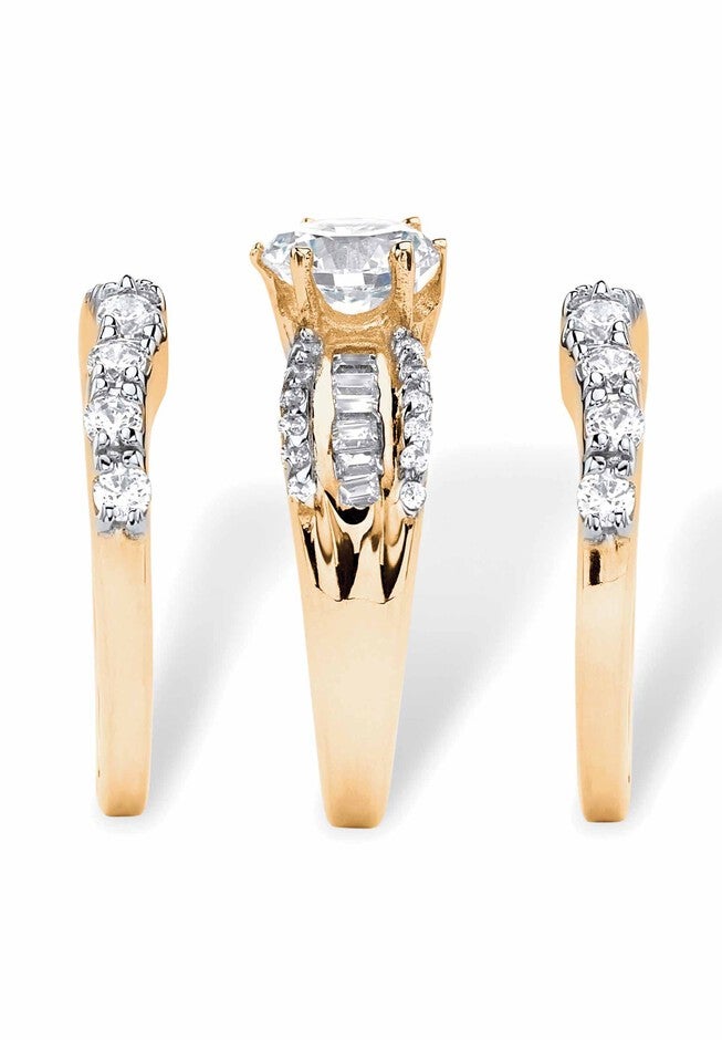 Gold over Silver Bridal Ring Set Cubic Zirconia (5 5/8 cttw TDW), , on-hover image number null