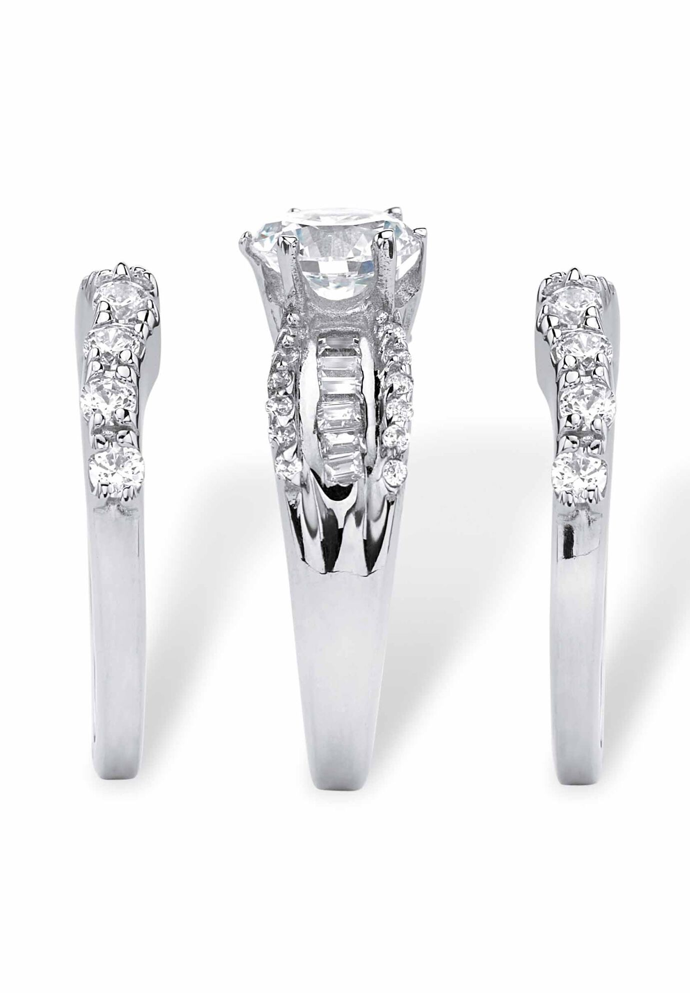 Platinum over Silver Bridal Ring Set Cubic Zirconia (5 5/8 cttw TDW), , on-hover image number 1
