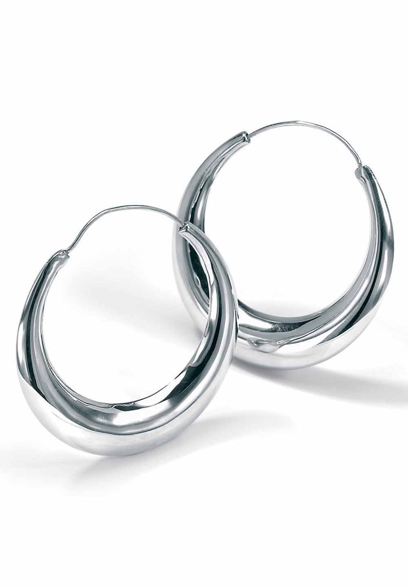 Sterling Silver Polished Hoop Earrings (47mm), , on-hover image number 1