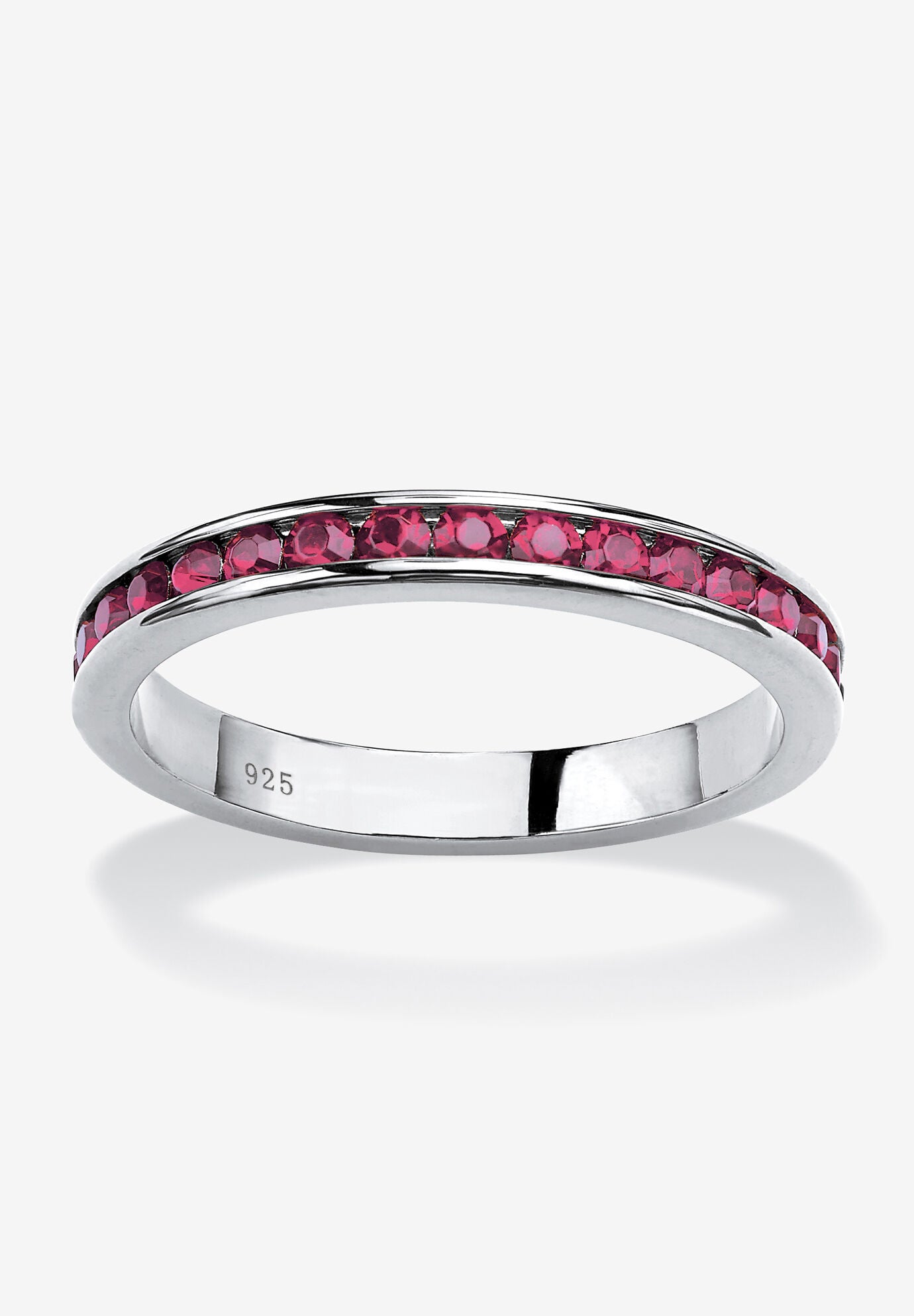 Sterling Silver Simulated Birthstone Stackable Eternity Ring, OCTOBER, hi-res image number 0