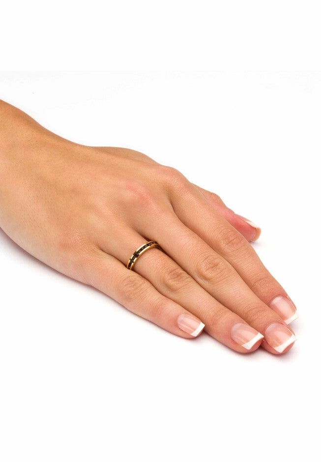 Yellow Gold Plated Simulated Birthstone Eternity Ring, , alternate image number 2