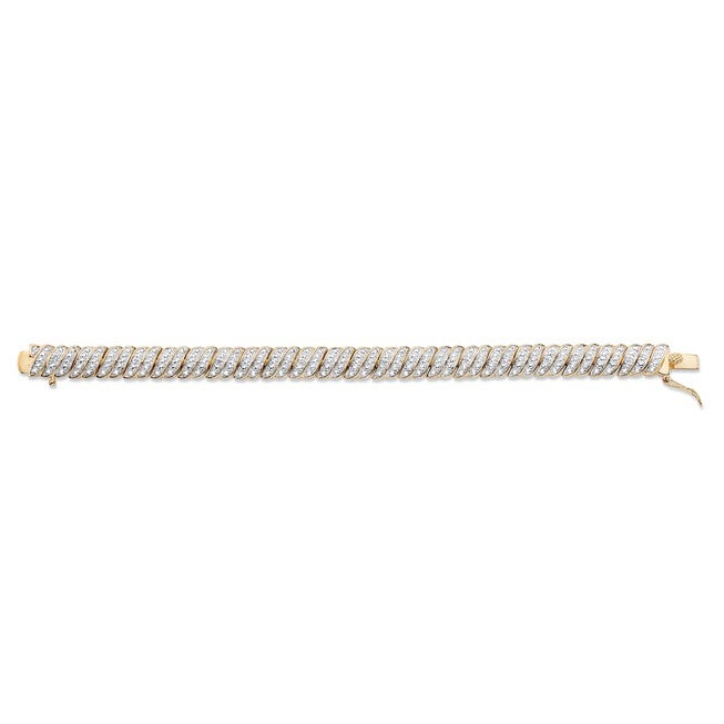 Yellow Gold Plated Tennis Bracelet (10mm), Genuine Diamond Accent 7 inches, , alternate image number 3