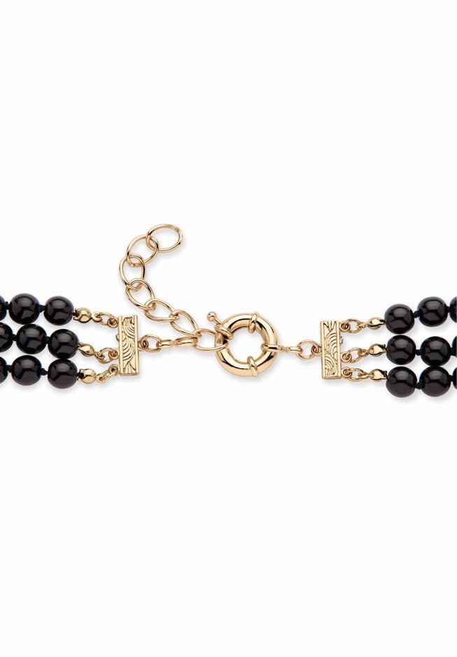 Gold Tone Leopard Beaded Collar Necklace (49mm), Crystal, 20 inches plus 2 inches, , on-hover image number 1