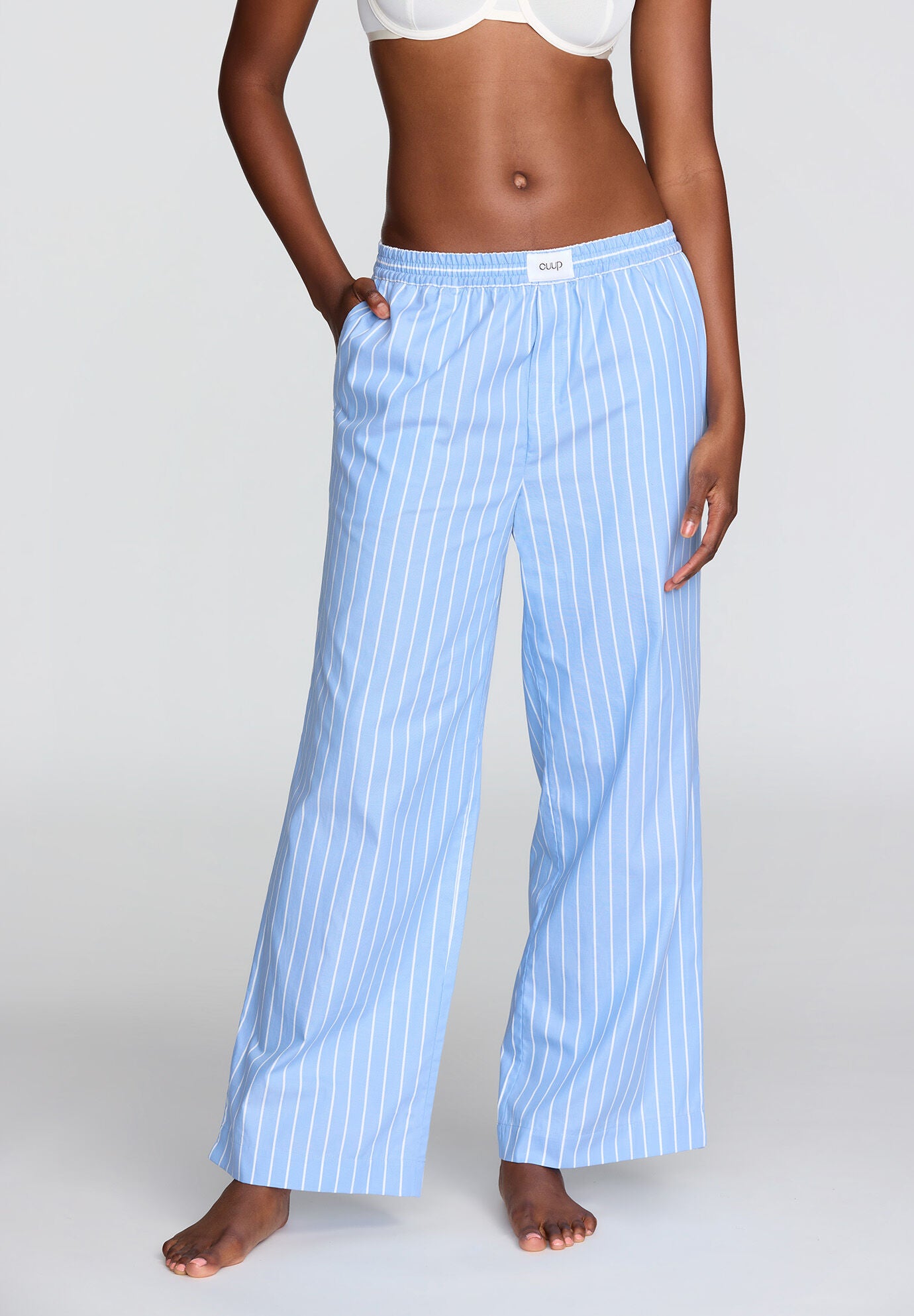 The Lounge Pant- Cotton, OCEAN STRIPE, on-hover image number 1