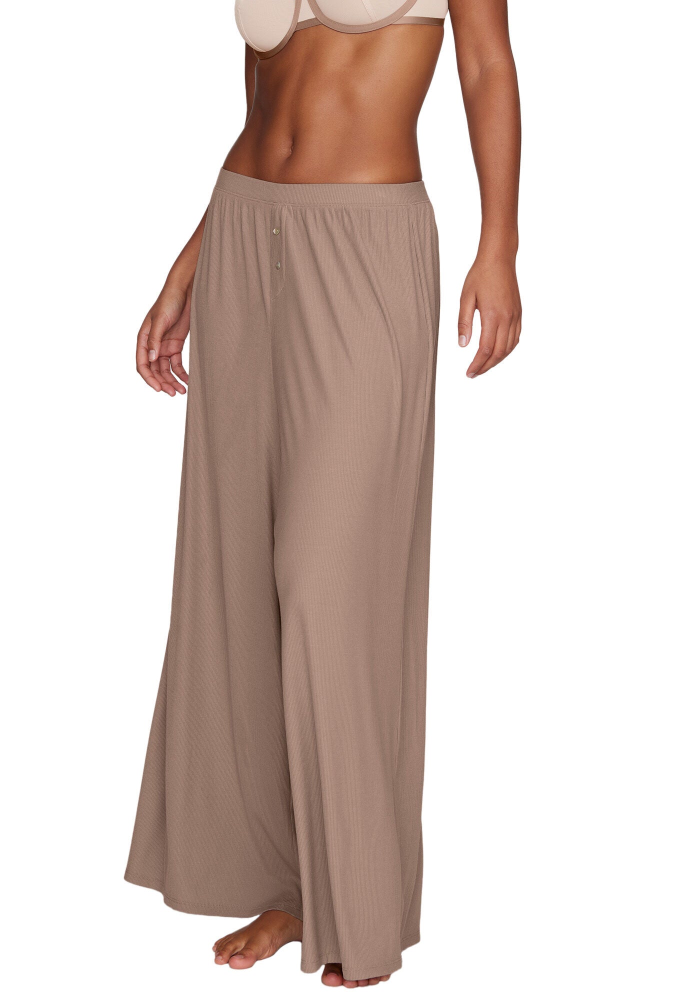The Lounge Pant - Modal Silk Rib, TAUPE, alternate image number 2
