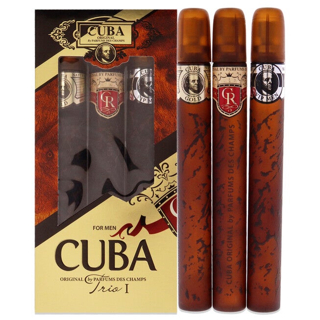 Cuba Trio 1 by Cuba for Men - 3 Pc Gift Set 1.17oz Cuba Gold EDT Spray, 1.17oz Cuba Royal EDT Spray, 1.17oz Cuba VIP EDT Spray, , alternate image number null